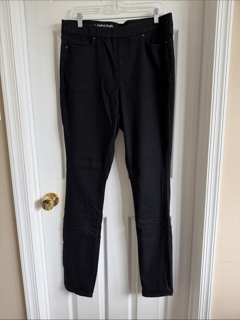Lands' End Black Skinny Pull On Jeans - Tall